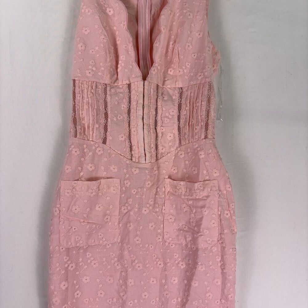 House of CB Sophina Maxi Midi‎ Dress Pockets Eyelit Scalloped Plunge - Picture 2 of 5